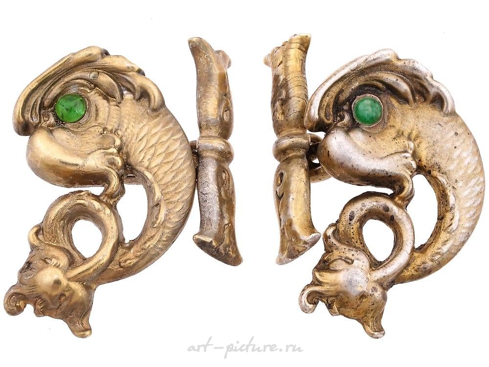 Russian silver , RUSSIAN SILVER AMETHYST JADE CABOCHONS CUFFLINKS