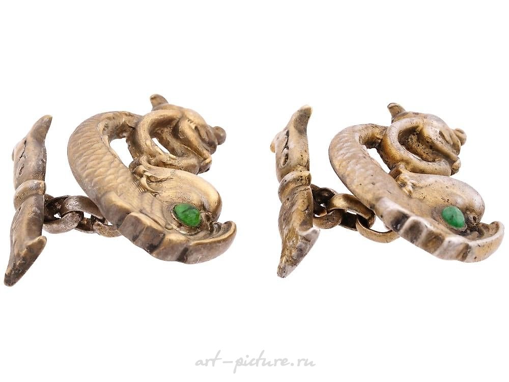 Russian silver , RUSSIAN SILVER AMETHYST JADE CABOCHONS CUFFLINKS