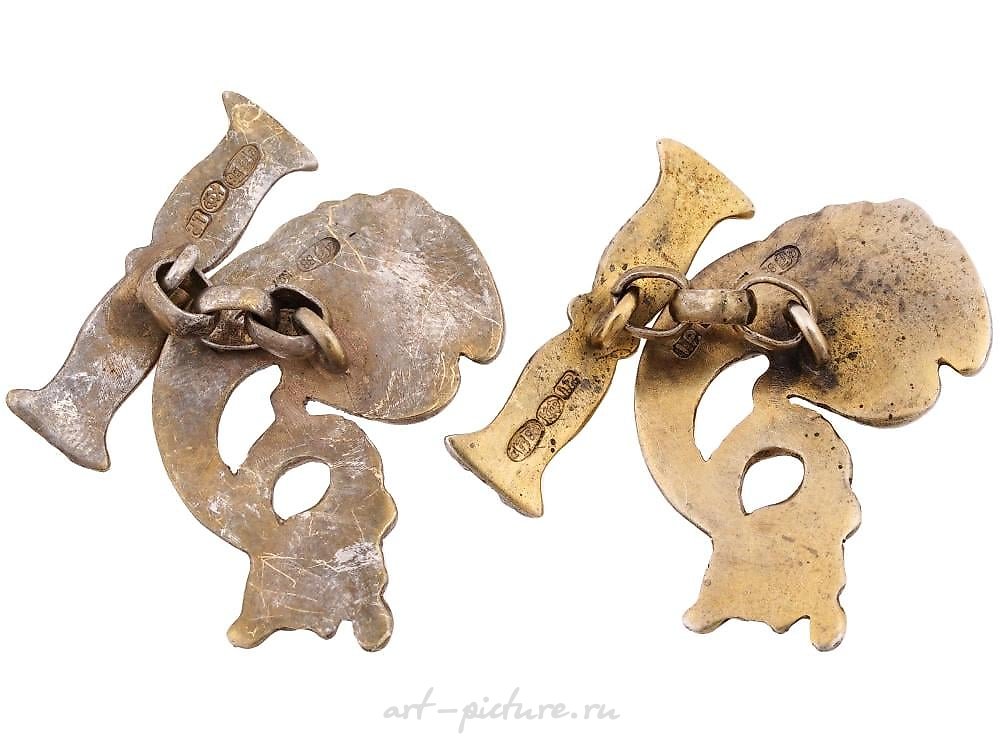 Russian silver , RUSSIAN SILVER AMETHYST JADE CABOCHONS CUFFLINKS