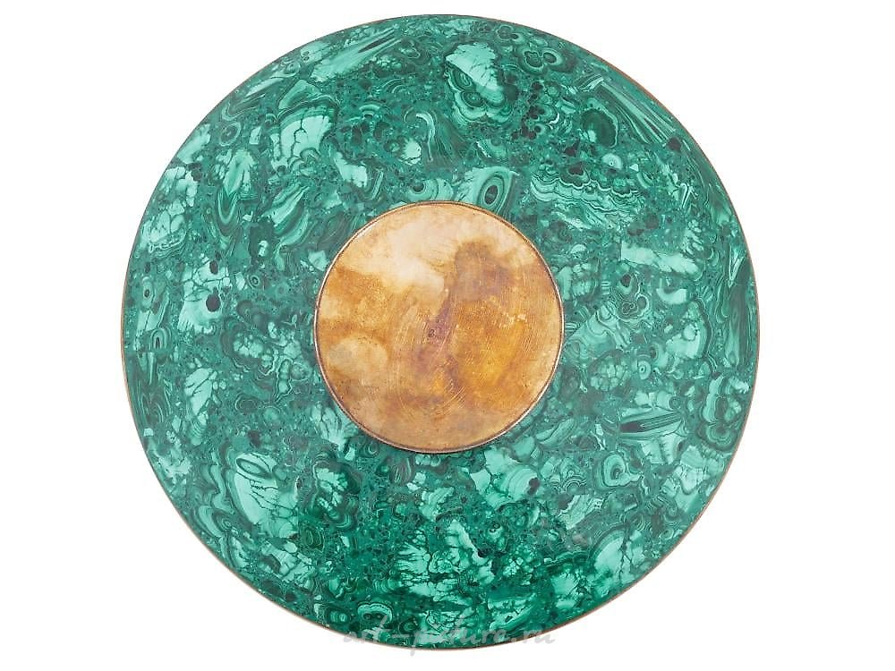 Русское серебро , Русская фигурная позолоченная серебряная чаша с резным малахитом