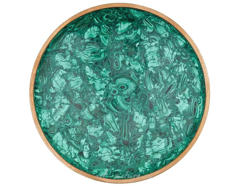 Русское серебро , Русская фигурная позолоченная серебряная чаша с резным малахитом