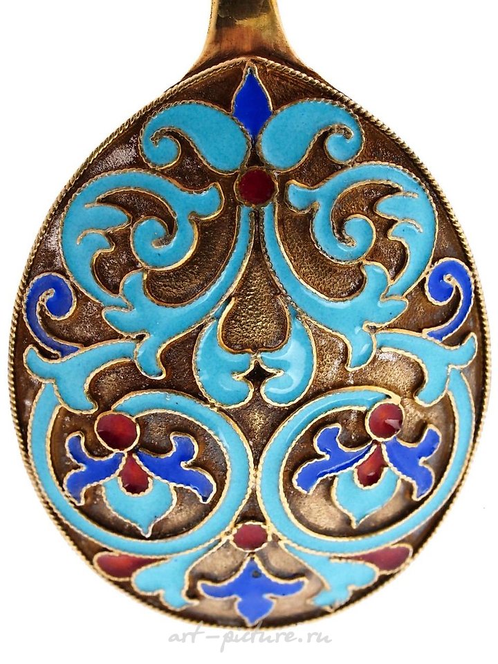 Russian silver , RUSSIAN SILVER ENAMEL TEA GLASS HOLDER WITH SPOON