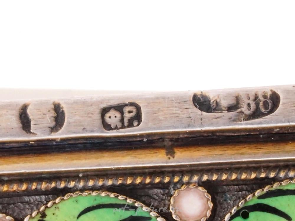 Russian silver , RUSSIAN GILT SILVER CLOISONNE ENAMEL NAPKIN RING