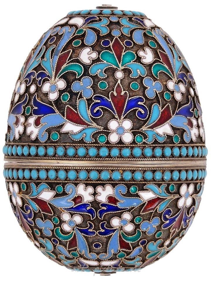 Russian silver , RUSSIAN GILT SILVER ENAMEL EASTER EGG