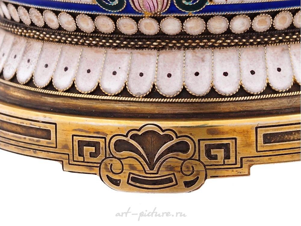 Russian silver , LARGE RUSSIAN 84 GILT SILVER CLOISONNE ENAMEL CUP