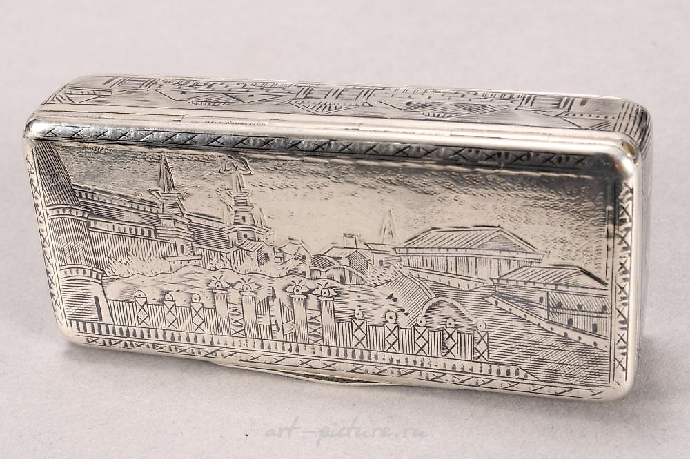 Russian silver , Early 19th Century Russian Silver and Niello Snuff
