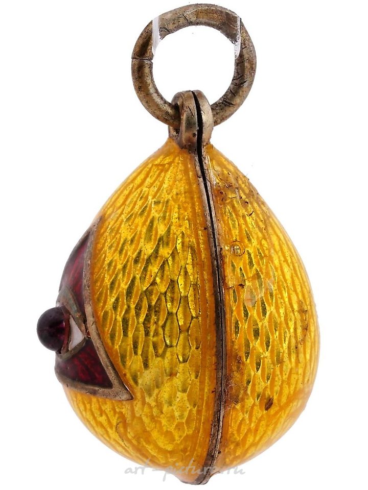 Russian silver , RUSSIAN GILT SILVER ENAMEL DIAMONDS EGG PENDANT