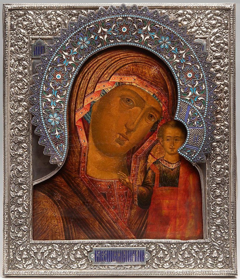 Русское серебро , Икона Центральной России, XIX век. "Богородица Казанская"