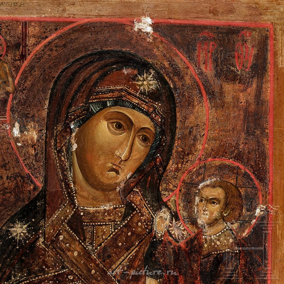 Russian silver , Rare icon with the Mother of God of Smolensk and Schuja (...)