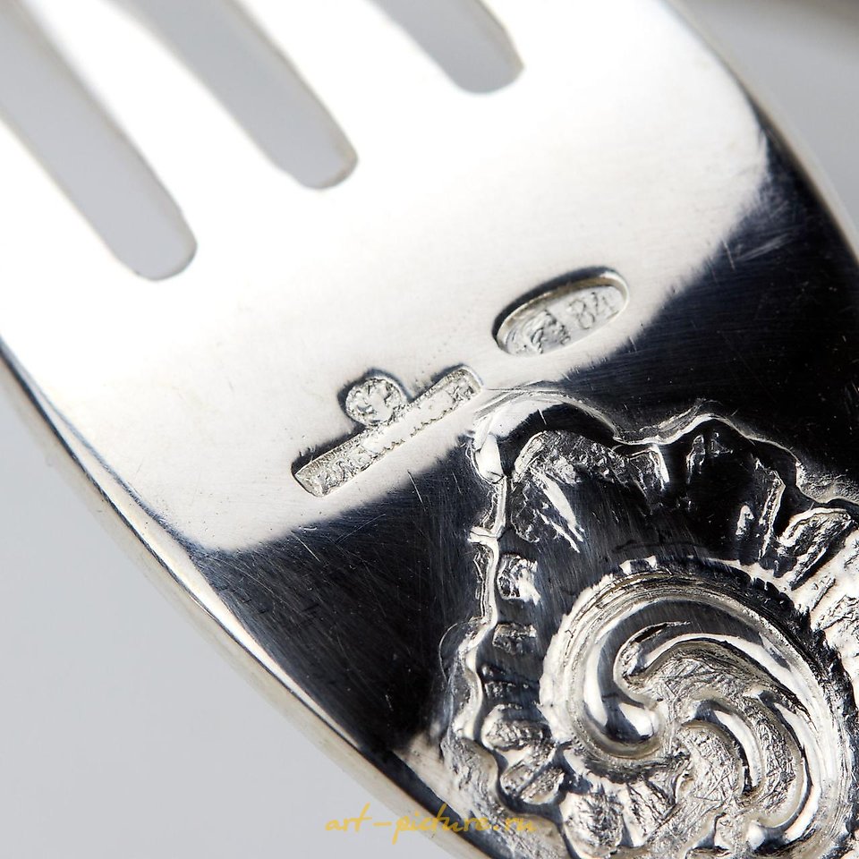 Русское серебро , Набор столового серебра на 6 персон от Ивана Хлебникова.