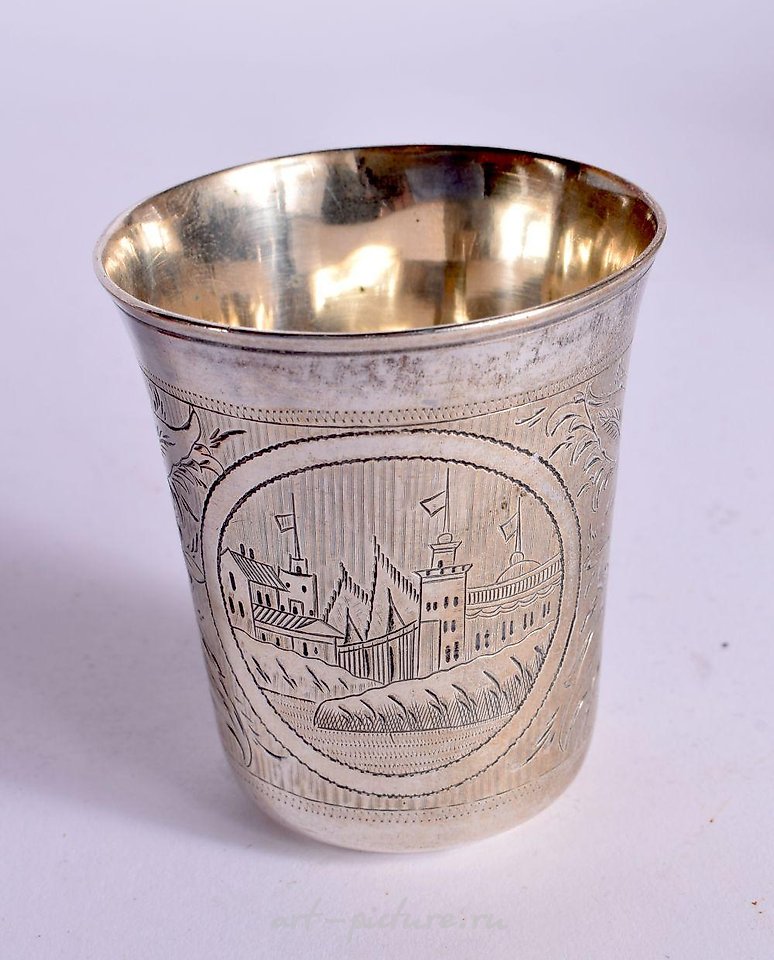 俄罗斯银 , 古董俄罗斯银杯。