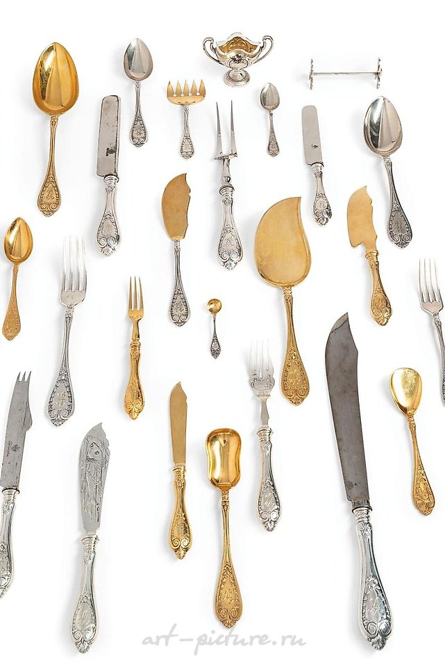 俄罗斯银 , 银餐具套装，圣彼得堡，1908-1917年