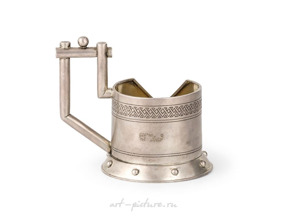 Russian silver , TEA-CUP HOLDER IN SILVER, ST. PETERSBURG, 1882, JEWELER K. V...