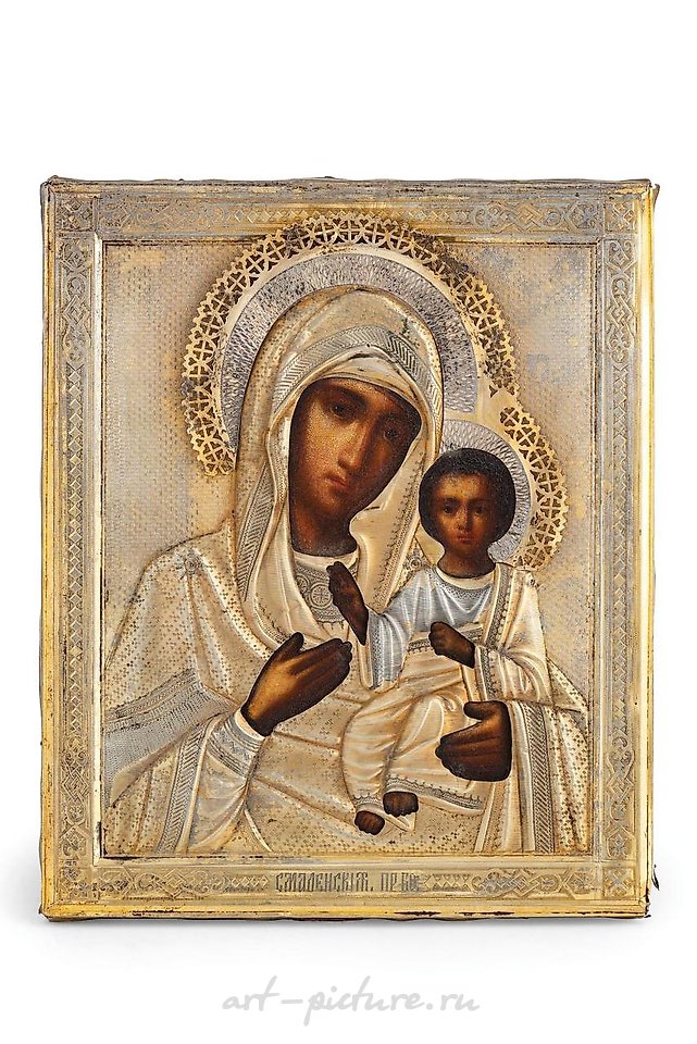 Русское серебро , Икона "Богоматерь Смоленская" с серебряной ризой...