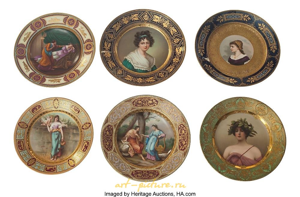 Royal Vienna , Фарфоровые тарелки с эротическими изображениями, 19 век