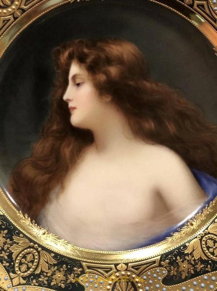 Royal Vienna Porcelain , JEWELED ROYAL VIENNA PORTRAIT PLATE