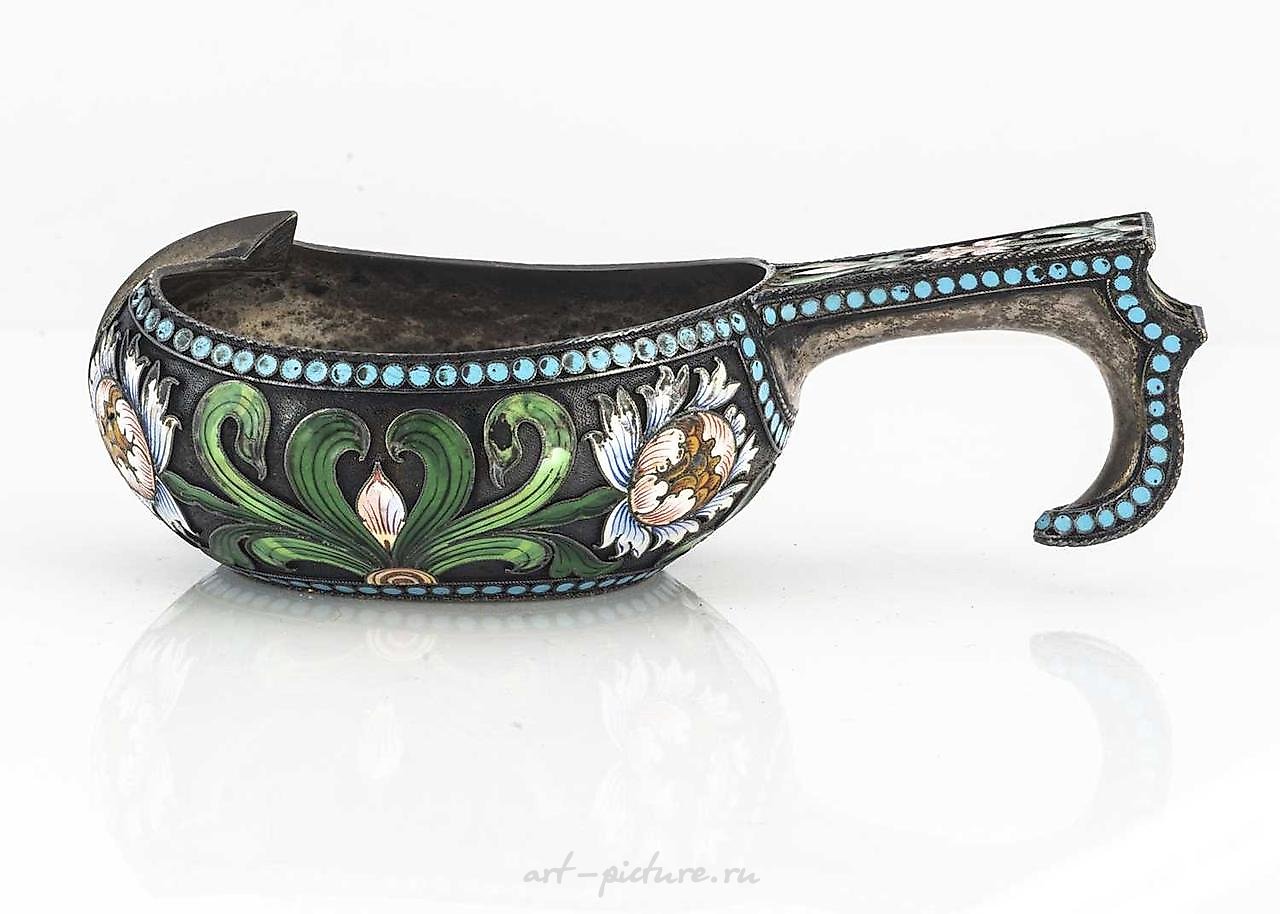 Russian silver , LATE 19TH CENTURY IMPERIAL RUSSIAN CLOISONNE ENAMEL SILVER B...