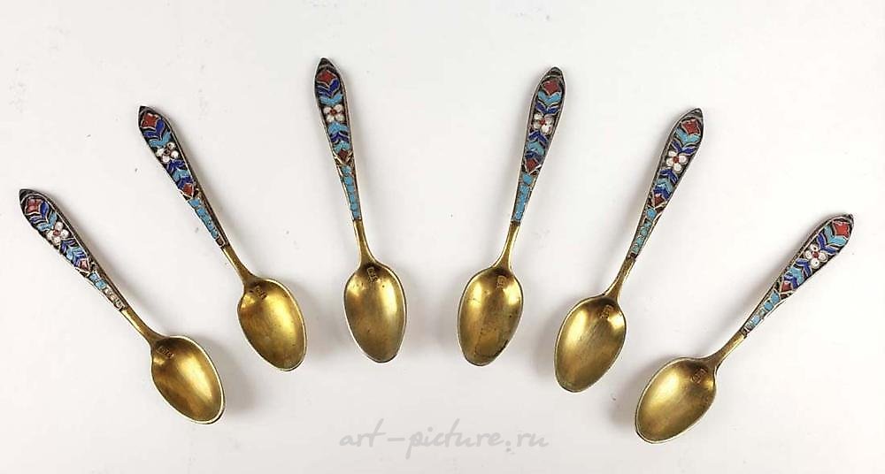 Russian silver , MAGNIFICENT 19TH C. RUSSIAN ENAMEL & 84 SILVER TEA SET