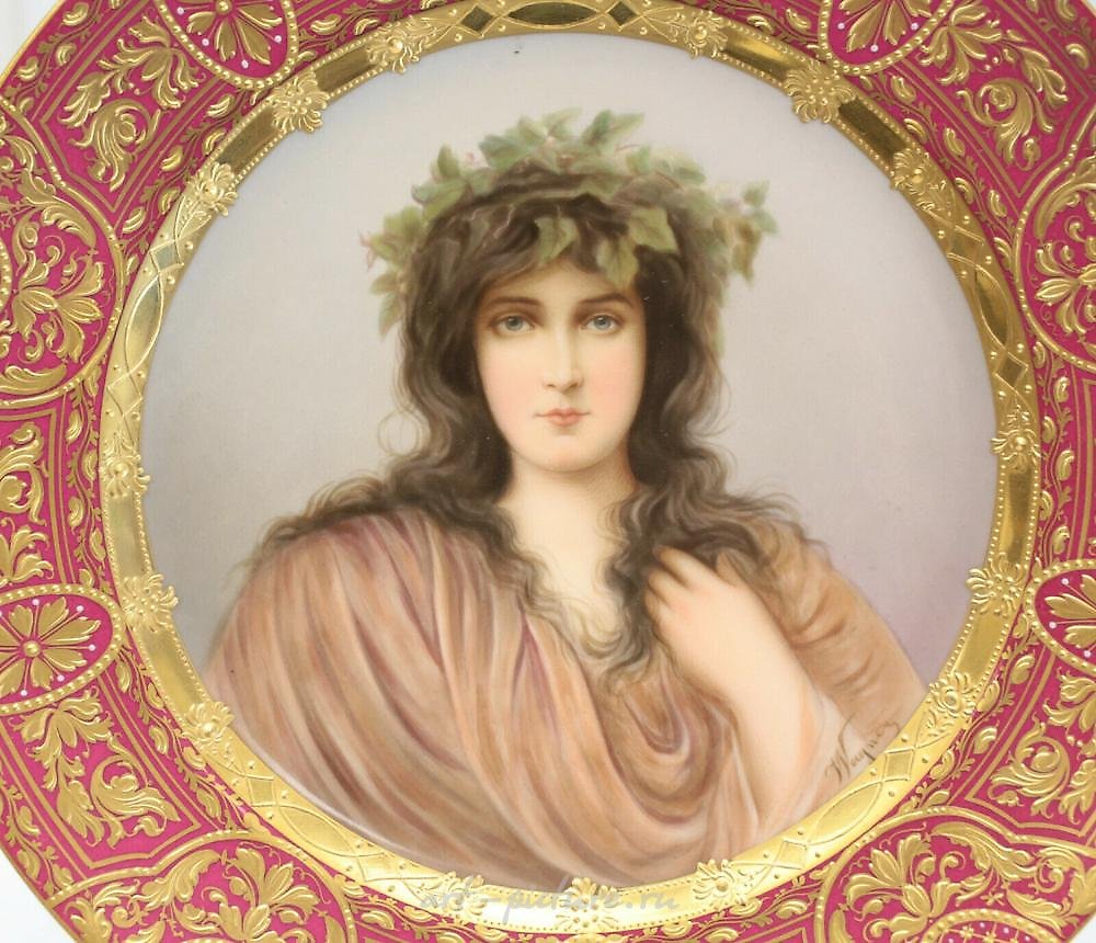 Royal Vienna Porcelain , Royal Vienna Porcelain Cabinet Plate, Epheu, Signed