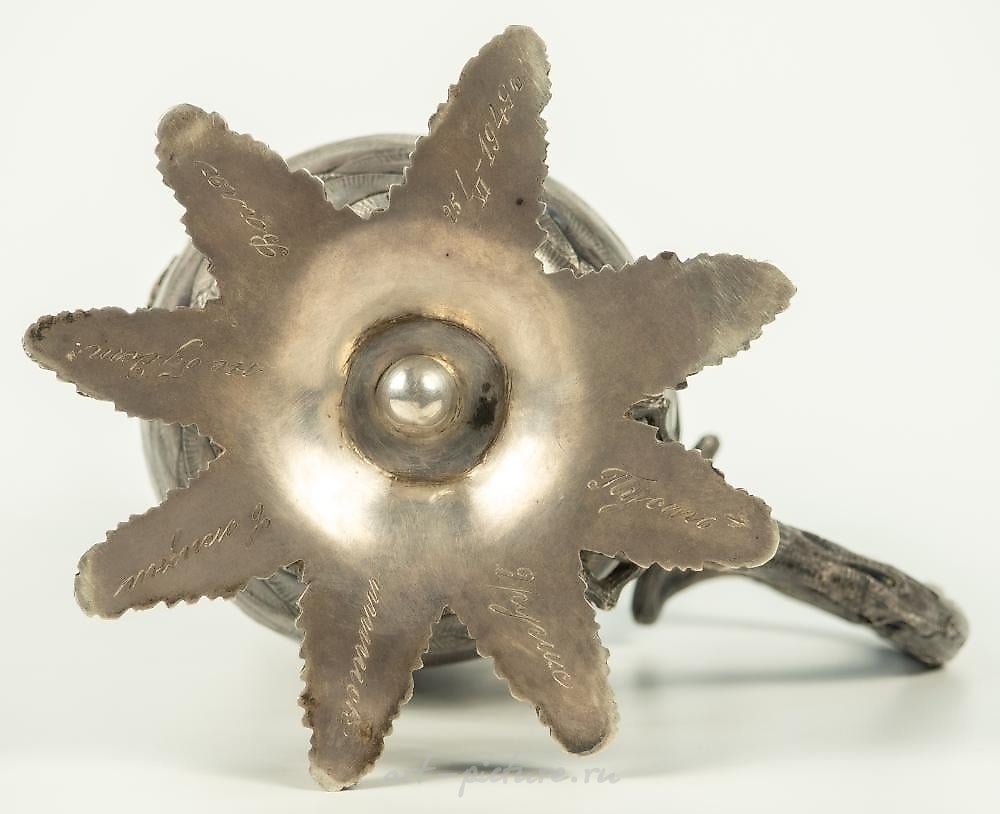 Russian silver , Mug in the form of a fir cone