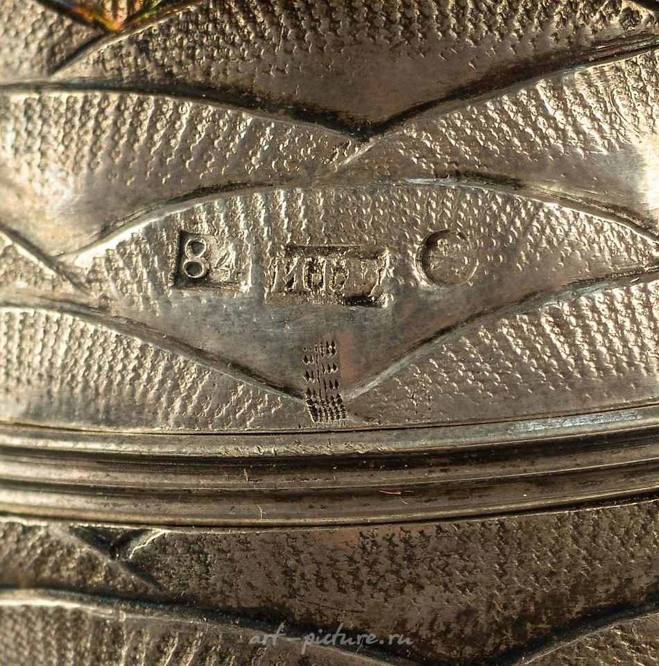 Russian silver , Mug in the form of a fir cone