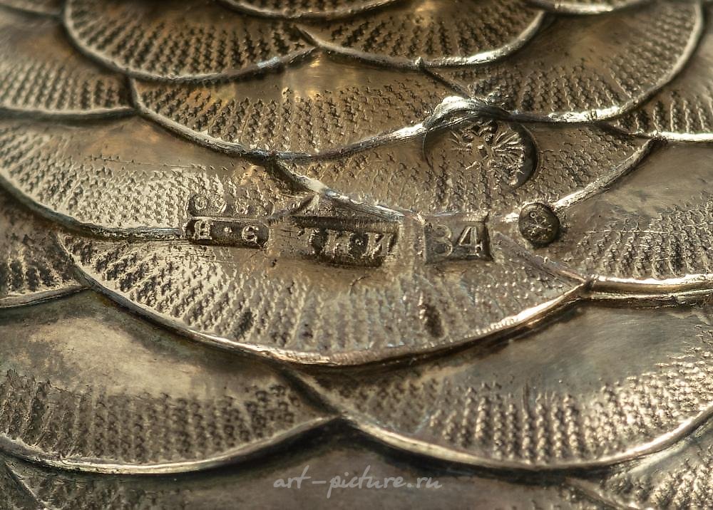 Russian silver , Mug in the form of a fir cone