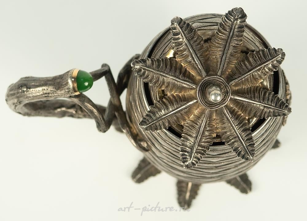 Russian silver , Mug in the form of a fir cone