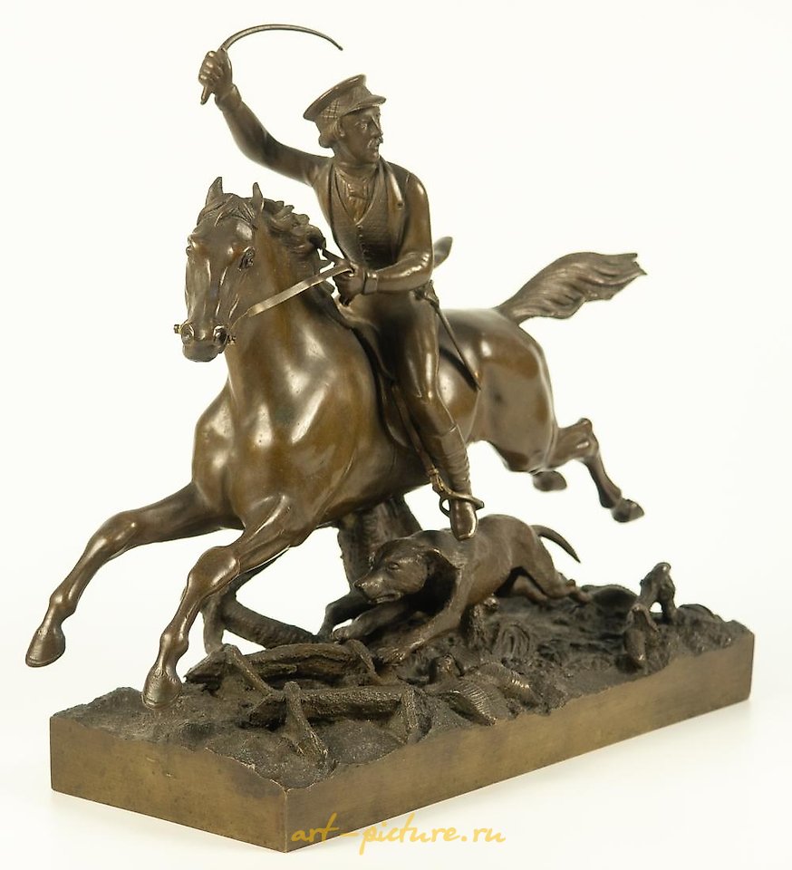 Russian silver , Sculpture "Jumping Hunter"
