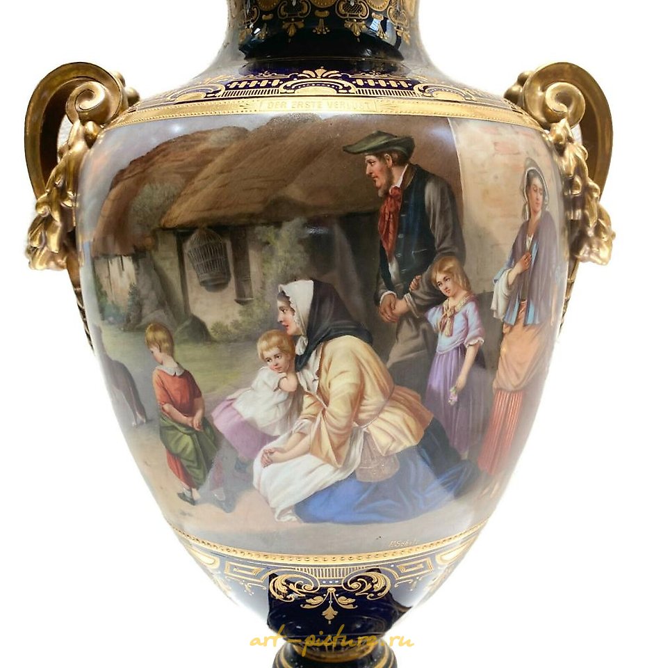 Royal Vienna Porcelain , Royal Vienna Austria Hand Painted Porcelain Urn