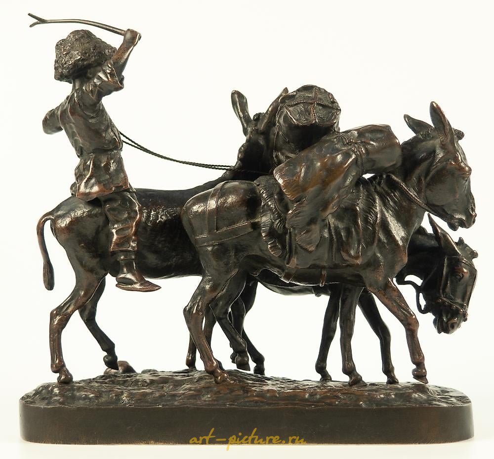 俄罗斯银 , 雕塑作品《格鲁吉亚男孩与驴子》。