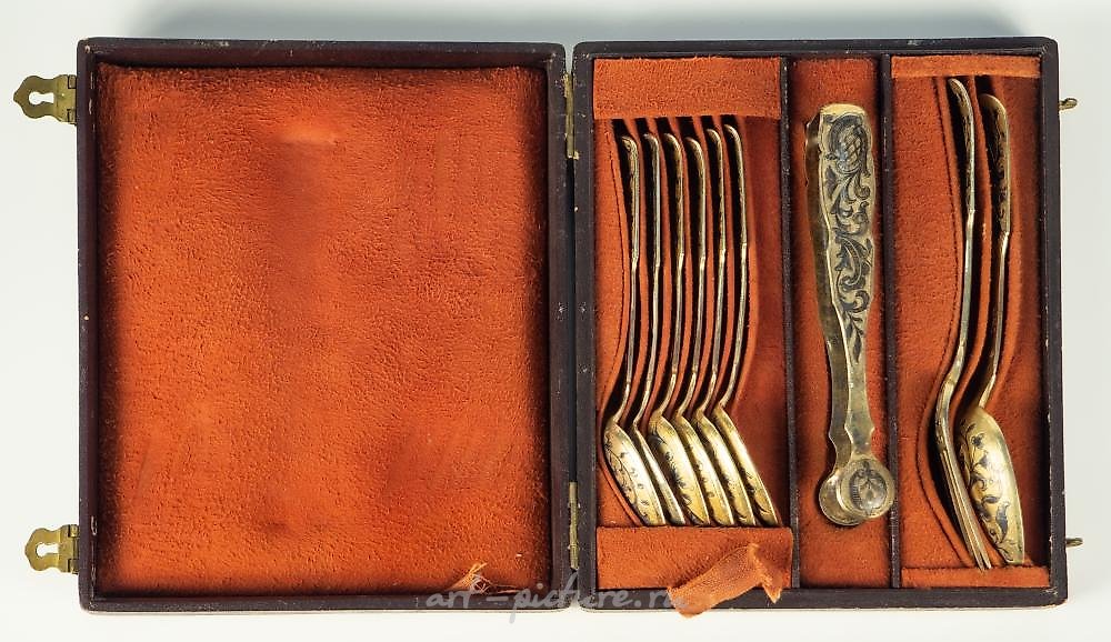 俄罗斯银 , 盒装六只茶匙