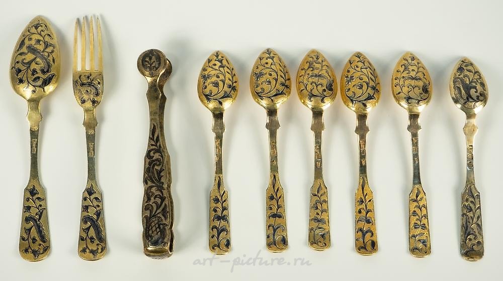 俄罗斯银 , 盒装六只茶匙