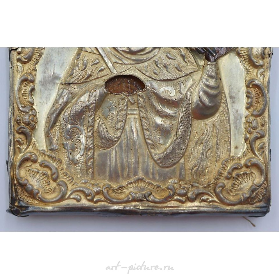 Русское серебро , Антикварная русская икона святой Ольги с серебряной ризой