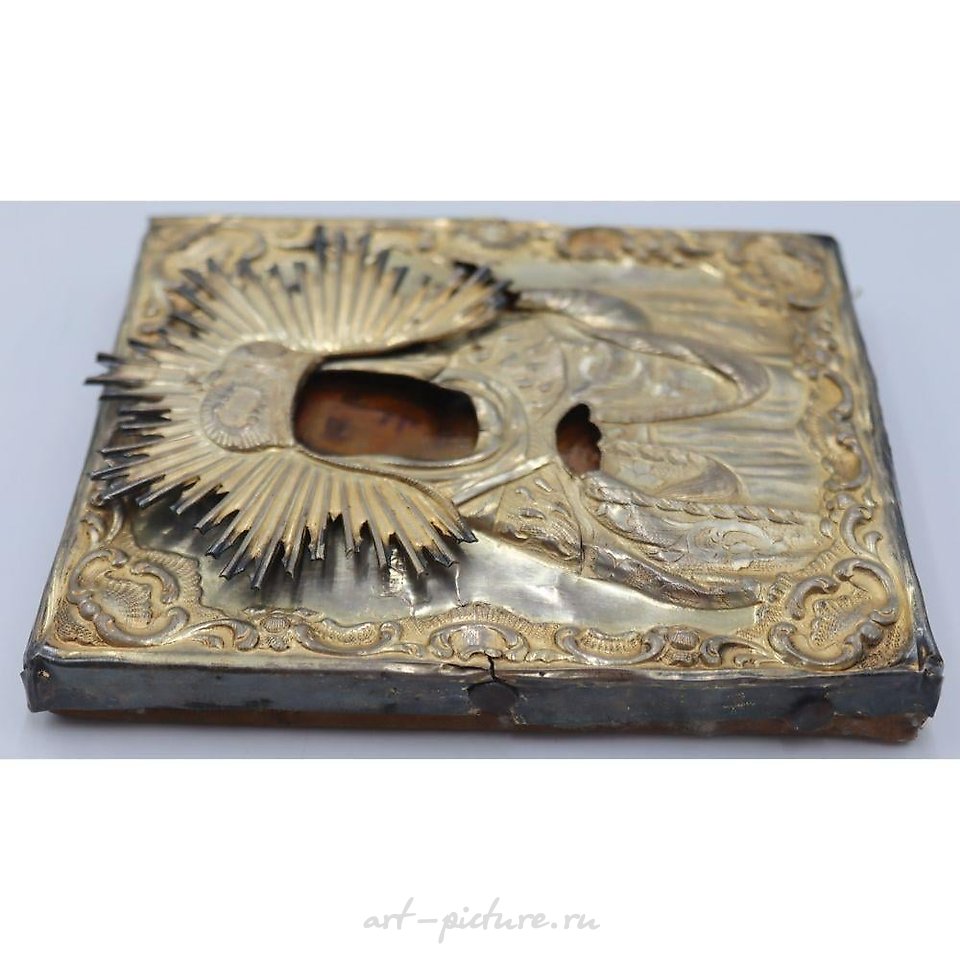 Русское серебро , Антикварная русская икона святой Ольги с серебряной ризой