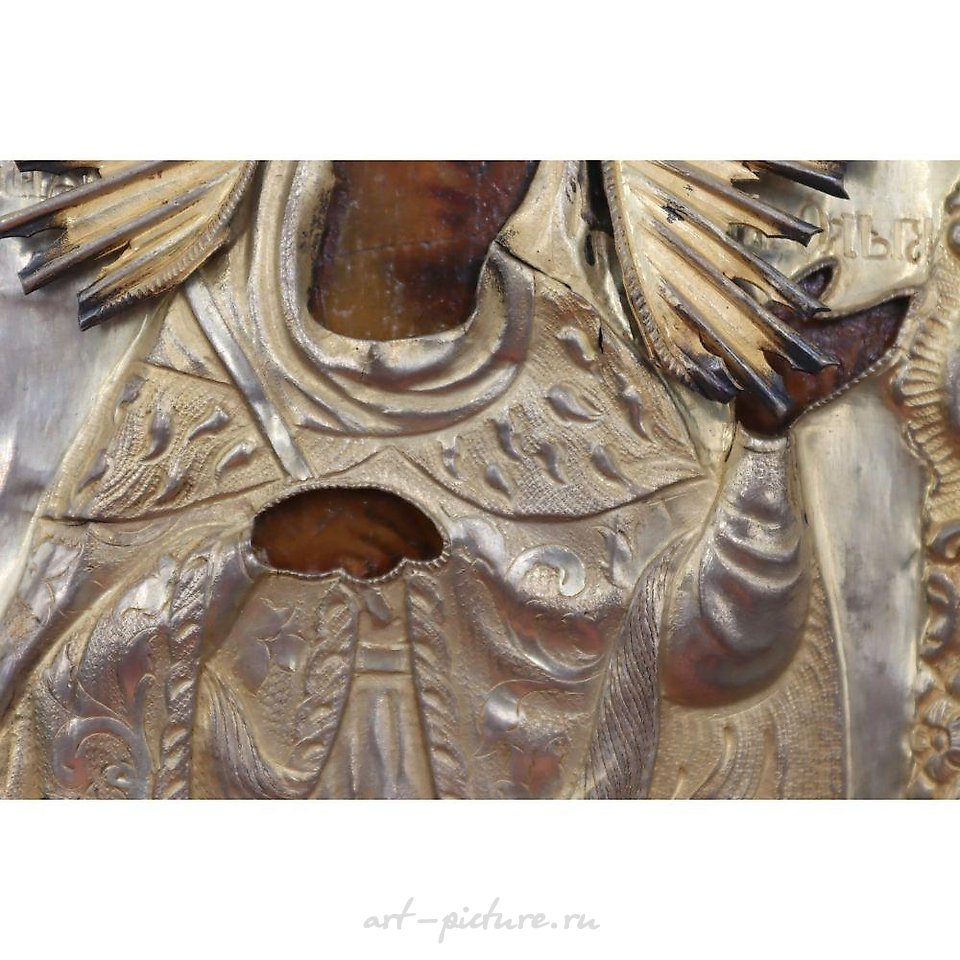 Русское серебро , Антикварная русская икона святой Ольги с серебряной ризой