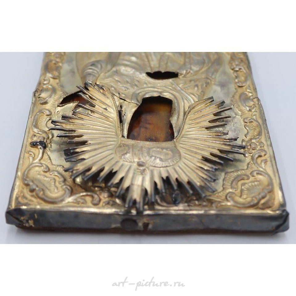 Русское серебро , Антикварная русская икона святой Ольги с серебряной ризой