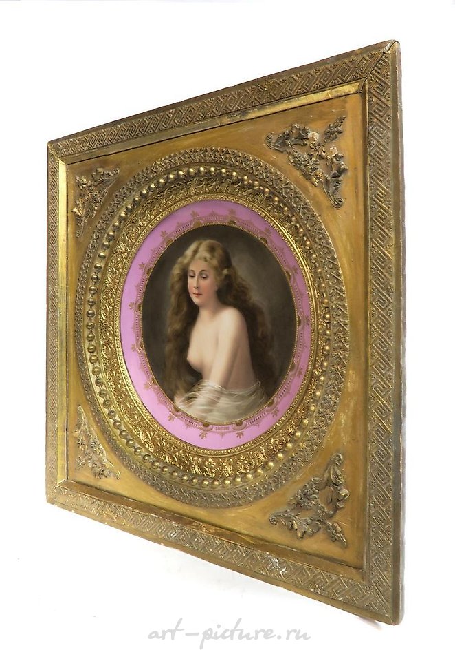 Royal Vienna Porcelain , 19TH C LARGE ROYAL VIENNA PLATE FRAMED SIGNED SCHINDLER