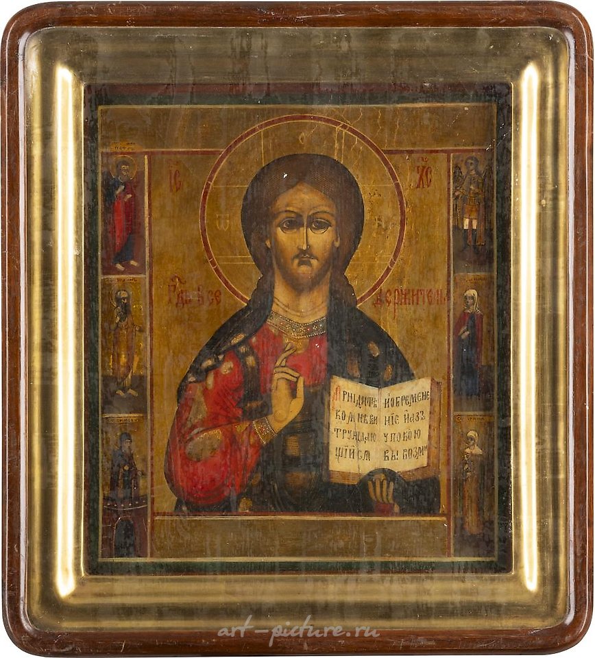 Русское серебро , Икона Христа Пантократора в большом размере внутри киота