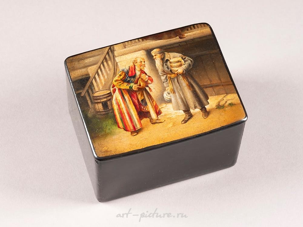 俄罗斯银 , 纸浆和漆制成的“朋友”盒子，灵感来自克拉夫迪·瓦西里耶维奇·列别杰夫的作品。