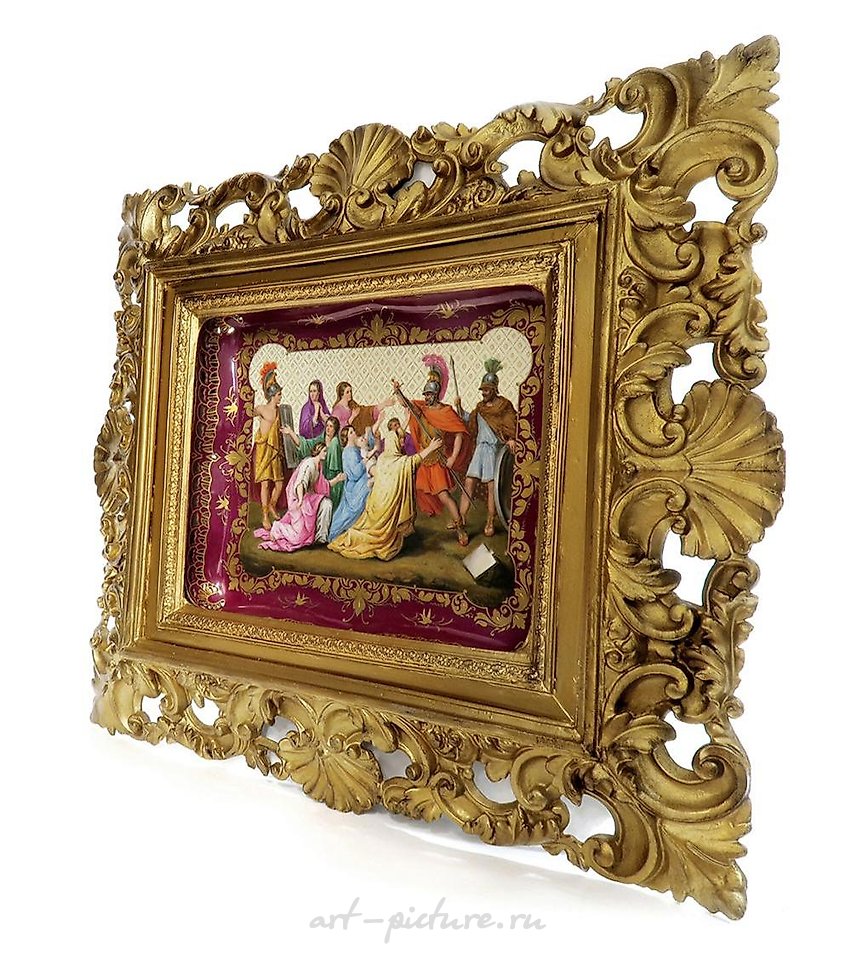 Royal Vienna Porcelain , 19TH C. LARGE ROYAL VIENNA FRAMED TRAY / PLATE