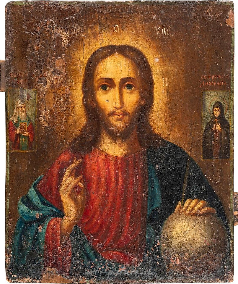 俄罗斯银 , 两个描绘基督全能者的图标（带有银饰）