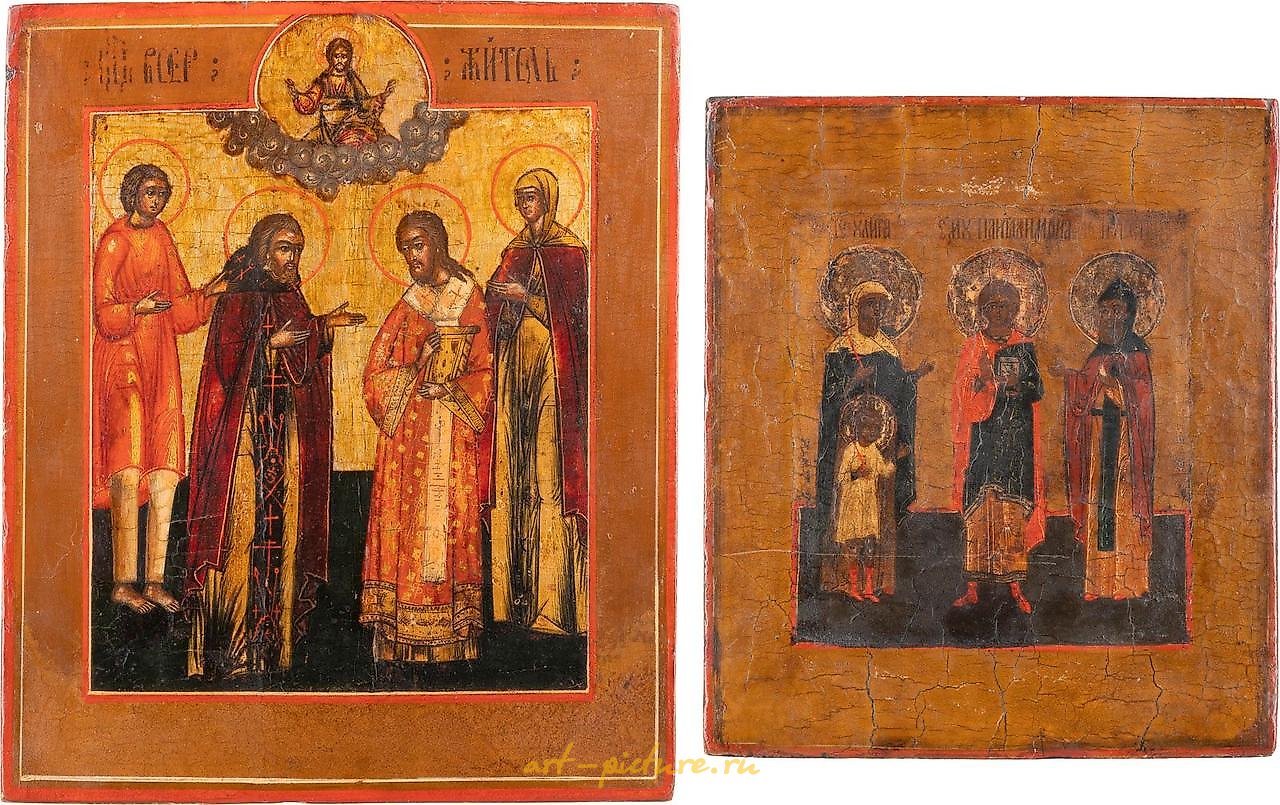 Russian silver , TWO ICONS SHOWING SELECTED SAINTS Russian, 18th/19th century