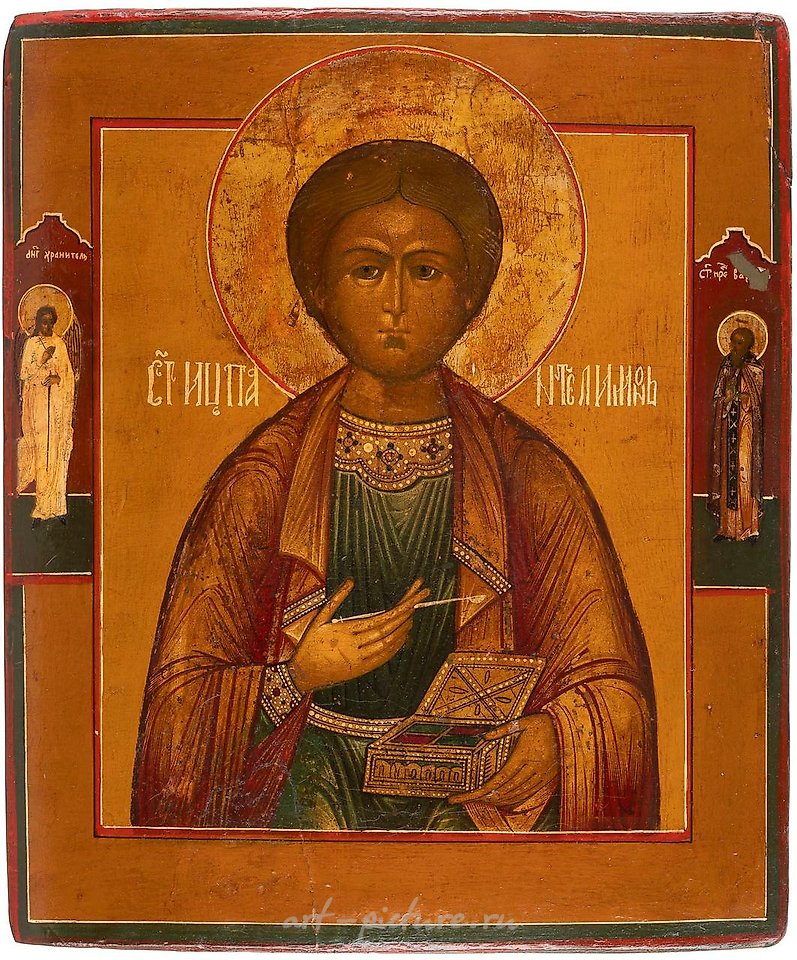 Russian silver , A LARGE ICON SHOWING ST. PANTELEIMON Russian,...