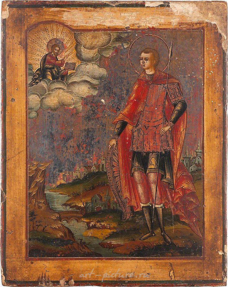 俄罗斯银 , 两个描绘基督全能者和圣乔治的图标。