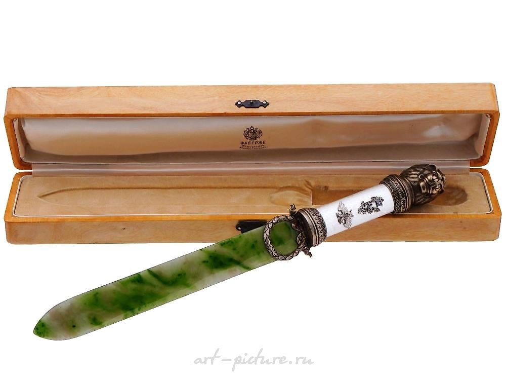 俄罗斯银 , 俄罗斯银饰，翡翠刀刃的书写刀