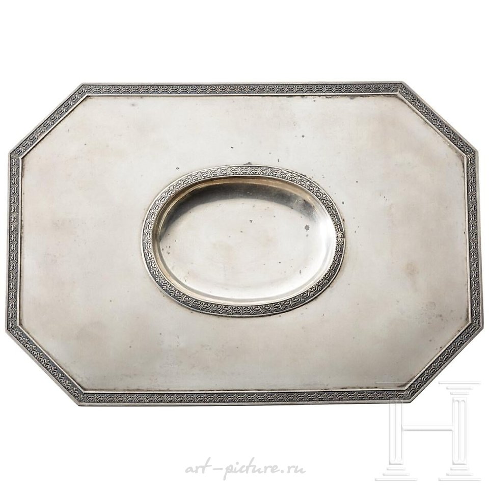 Russian silver , Business card tray, Russia, St. Petersburg, 2nd Artel, 190...