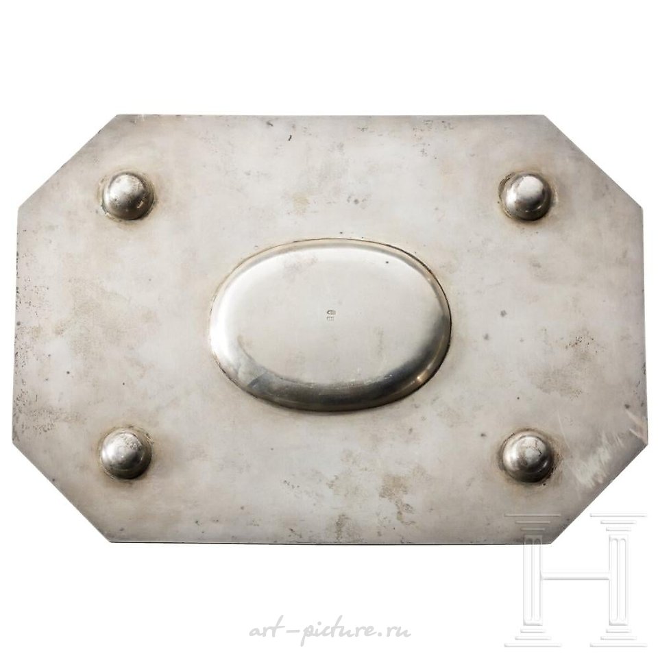 Russian silver , Business card tray, Russia, St. Petersburg, 2nd Artel, 190...