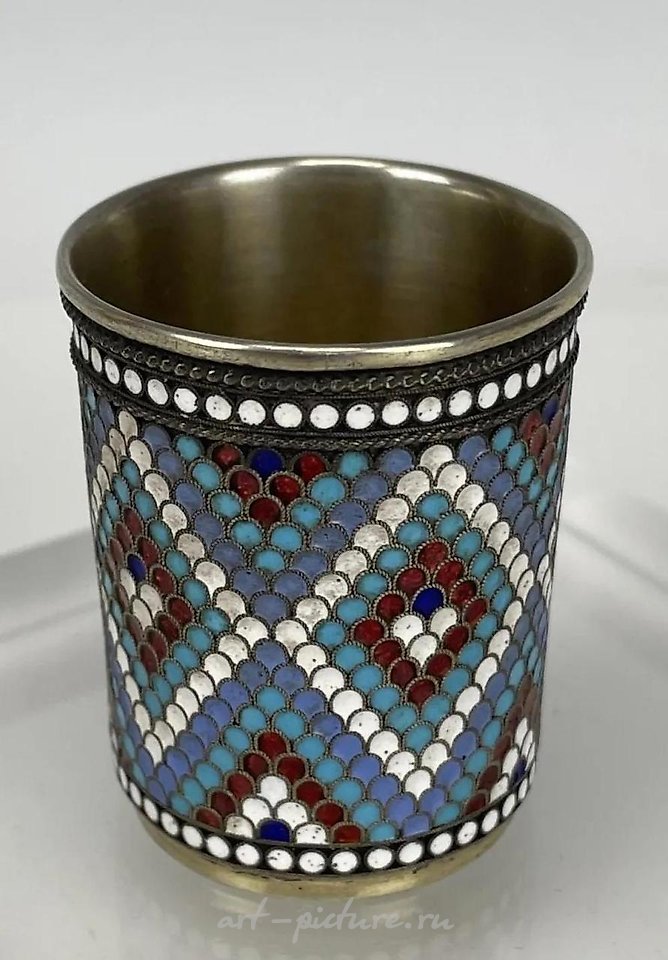 俄罗斯银 , 古董俄罗斯银饰琺瑯杯