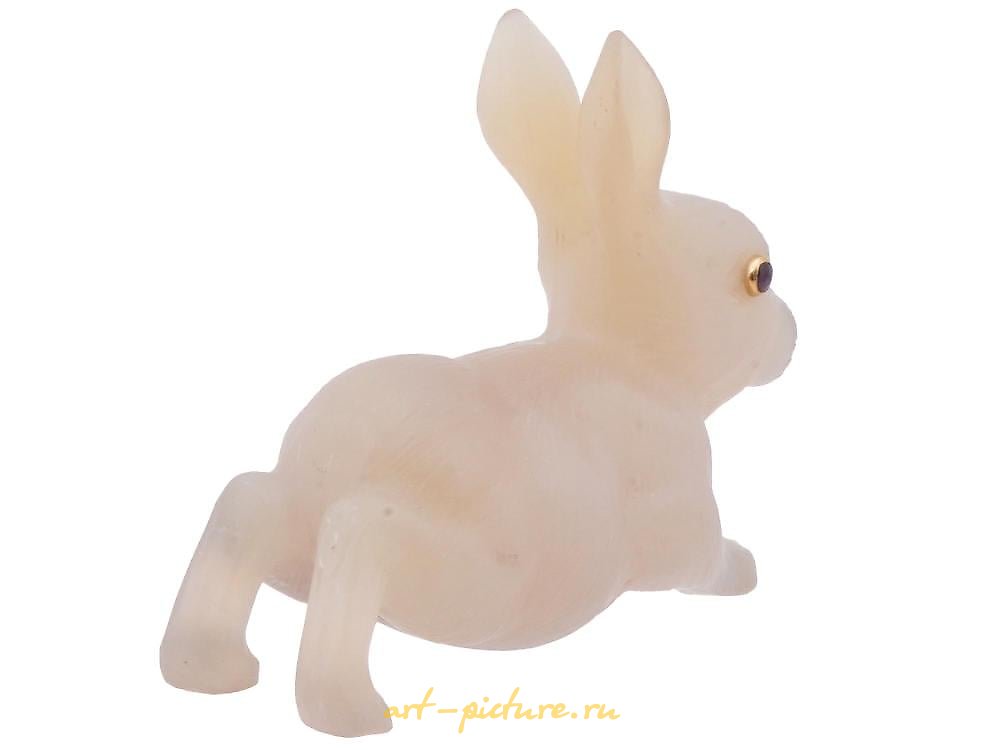 俄罗斯银 , 手工制作的俄罗斯雕刻兔子玉雕像