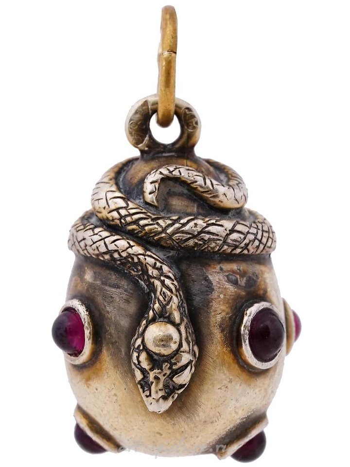 Russian silver , RUSSIAN SILVER RUBY STONES SNAKE FIGURINE PENDANT